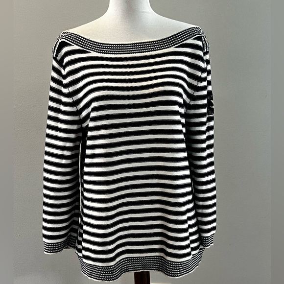 LRL Ralph Lauren Jeans Women's Knit Boatneck Striped Nautical Sweater large - Picture 1 of 11